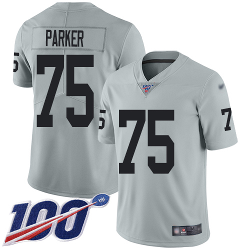 Men Oakland Raiders Limited Silver Brandon Parker Jersey NFL Football #75 100th Season Inverted Jersey->oakland raiders->NFL Jersey